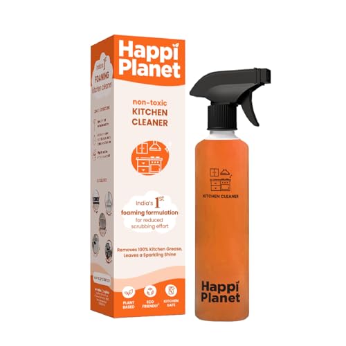 Happi Planet | Kitchen Cleaner Spray | India’s 1st Foaming Formulation for Less Scrubbing | 500ml | Suitable for Stoves, Chimneys, Counter Tops, Appliances, Walls & Cabinets | Non Toxic & Natural - Image 1