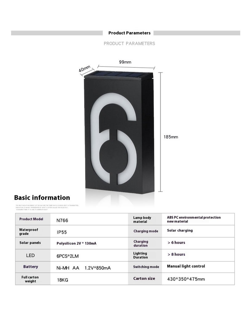 Bluejw Solar Outdoor Rainproof Digital House Number LED Light  - Image 4