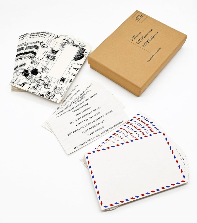 Xylem Boxed Set of Cards, Vintage Indian Telegram Greetings, 24 Cards, 6x4 each, with envelopes & message stickers - Image 1