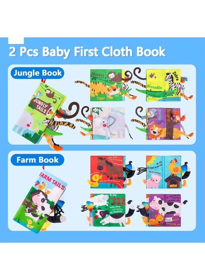 beiens Baby Books 0-6 Months, 2PCS Baby Toys 0-3-6-12-18 Months, Touch Feel Sensory Cloth Crinkle Soft Books, Tummy Time Toys, Infant Newborn Toys, Baby Boy Girl Shower Gifts Stroller Toys - Image 2