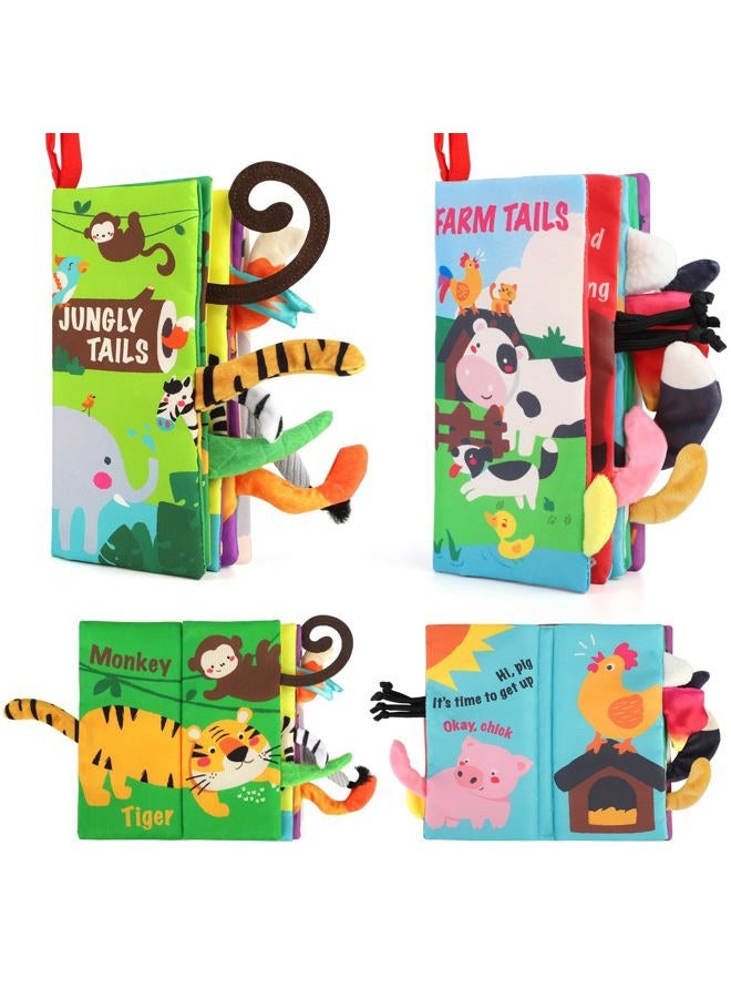 beiens Baby Books 0-6 Months, 2PCS Baby Toys 0-3-6-12-18 Months, Touch Feel Sensory Cloth Crinkle Soft Books, Tummy Time Toys, Infant Newborn Toys, Baby Boy Girl Shower Gifts Stroller Toys - Image 1
