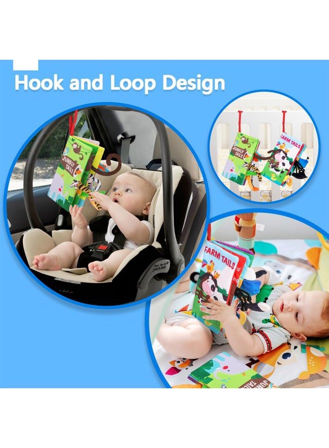 beiens Baby Books 0-6 Months, 2PCS Baby Toys 0-3-6-12-18 Months, Touch Feel Sensory Cloth Crinkle Soft Books, Tummy Time Toys, Infant Newborn Toys, Baby Boy Girl Shower Gifts Stroller Toys - Image 5