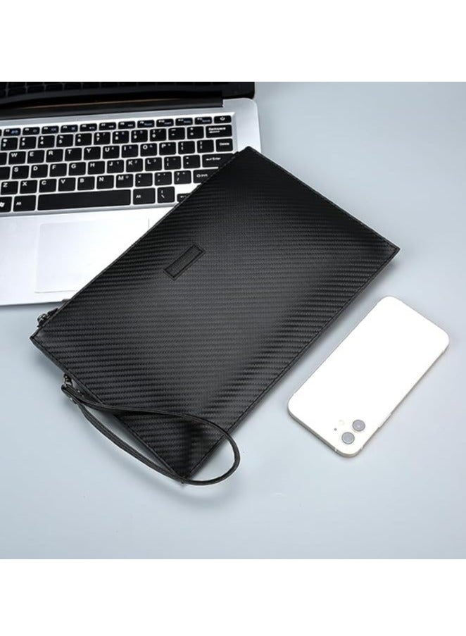 iCozzier Mens Clutch Purse Handbags Synthetic Leather Bags with Wrist Strap Zip Closure 7.9 Inch for Business Travel Work  - Image 2