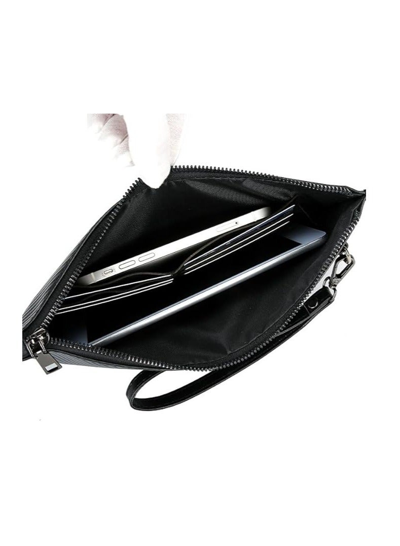 iCozzier Mens Clutch Purse Handbags Synthetic Leather Bags with Wrist Strap Zip Closure 7.9 Inch for Business Travel Work  - Image 4