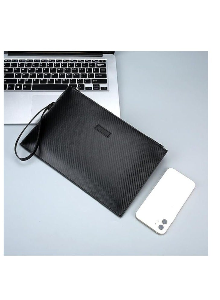 iCozzier Mens Clutch Purse Handbags Synthetic Leather Bags with Wrist Strap Zip Closure 7.9 Inch for Business Travel Work  - Image 3