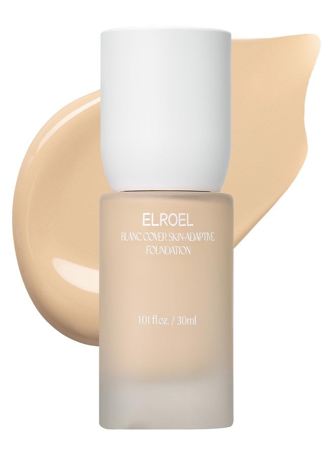 ELROEL Blanc Cover Skin Foundation - K-Beauty Skincare Liquid Foundation Makeup with Panax Ginseng, Niacinamide & Collagen - Lightweight, Buildable 24HR Hydrating Wear 1.01 Fl Oz (#250) - Image 1