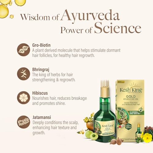 KESH KING Ayurvedic Hair Oil | Herbal Oil with Bhringraj & Amla | Enhance Hair Growth | Reduce Hairfall | Nourishes Scalp | Provides Long & Thick Hair | 3.38 Fl Oz/100ml - Image 5