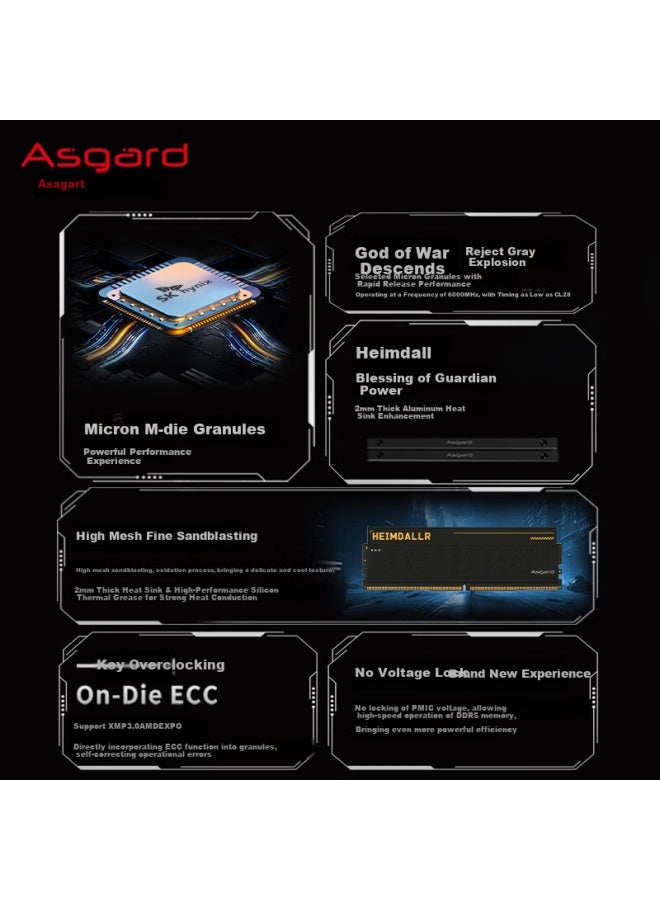 Asgard 48gb Kit Ddr5 6000 Desktop Memory Module, Heimdallr, Hynix M-die Chips, Cl28