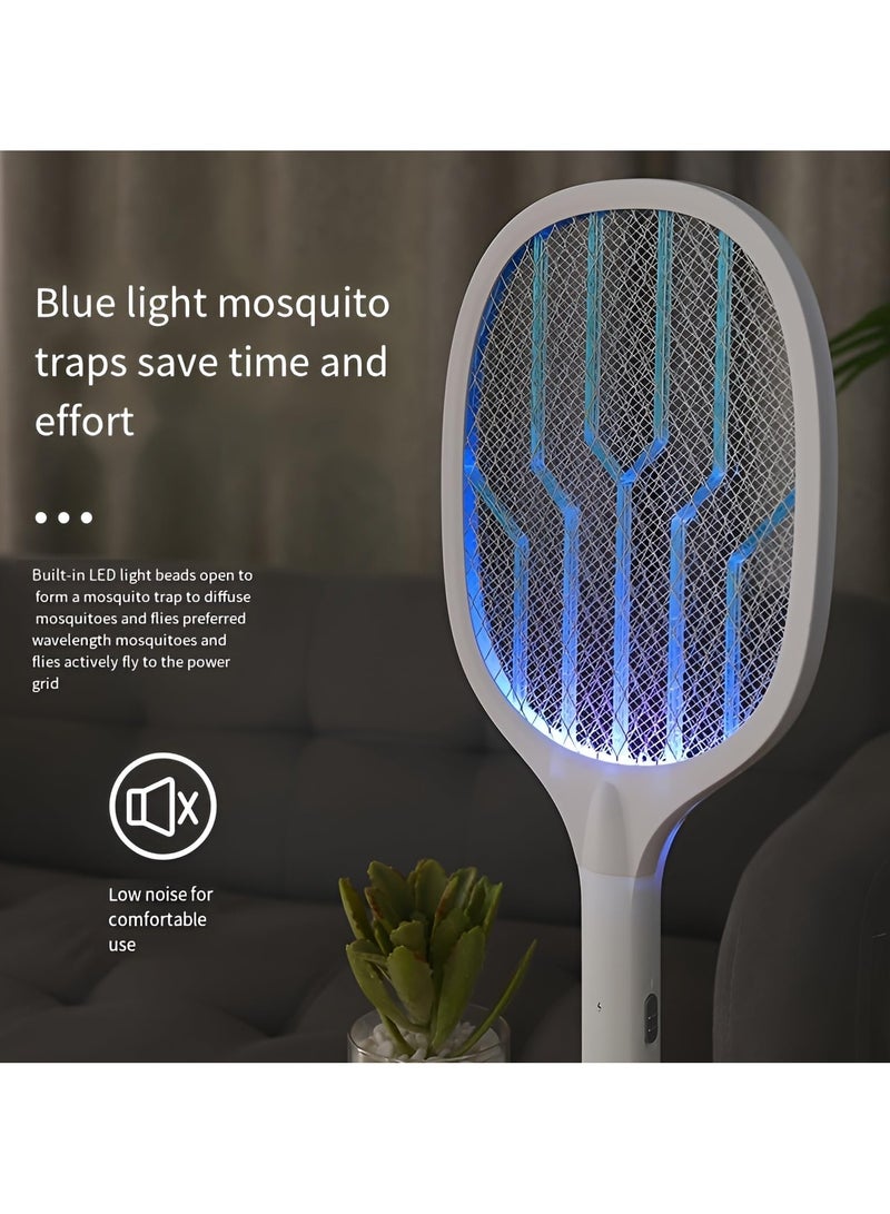 BORTONY Electric Mosquito Swatter 2 in-1 Handheld Electric Fly Swatter Dual Modes Mosquito Killer Lamp Racket USB Rechargeable Bug Zapper Grid 3-Layer Mesh for Home Outdoor Mosquito Racket for Flies Moths  - Image 2