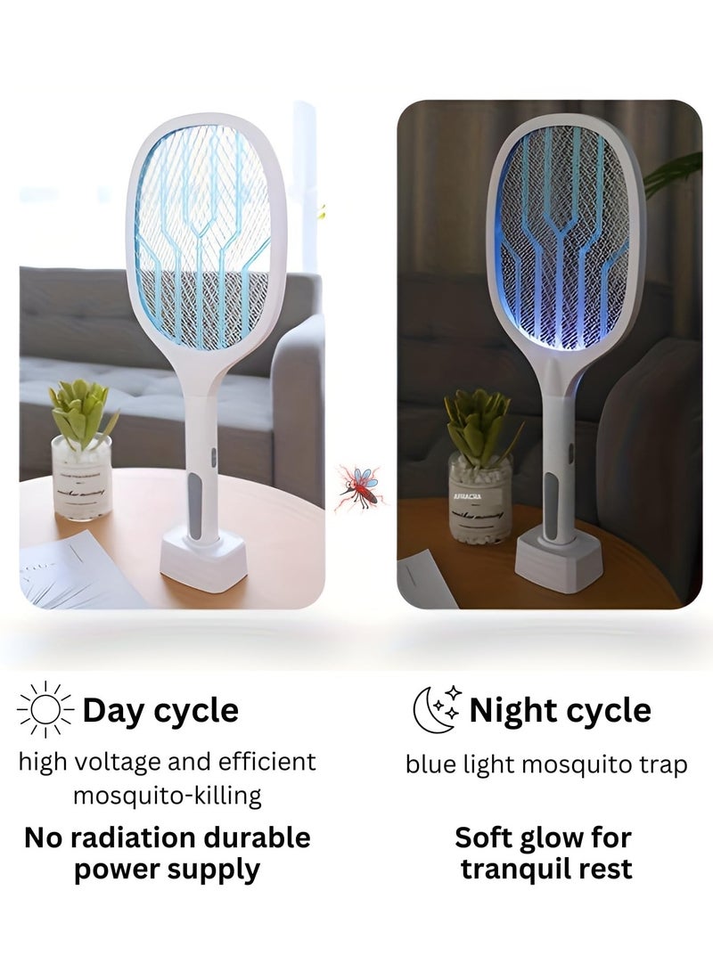 BORTONY Electric Mosquito Swatter 2 in-1 Handheld Electric Fly Swatter Dual Modes Mosquito Killer Lamp Racket USB Rechargeable Bug Zapper Grid 3-Layer Mesh for Home Outdoor Mosquito Racket for Flies Moths  - Image 5