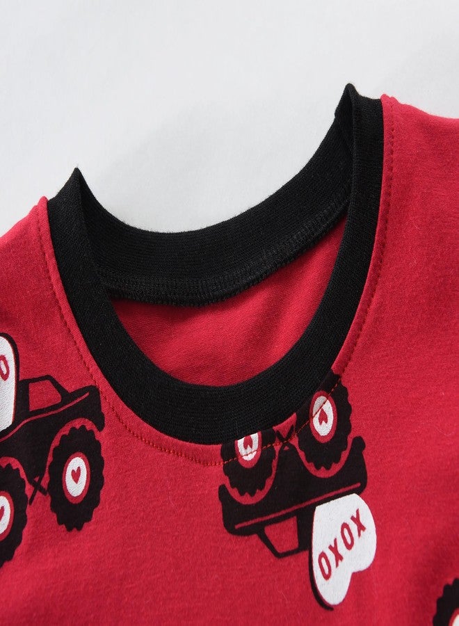 DDSOL Toddler Baby Boys Pajamas 2 Pieces Cotton Sleepwear Set Kids Fall Winter Long Sleeve Jammies, 8# Vday Truck, 2 Years - Image 2