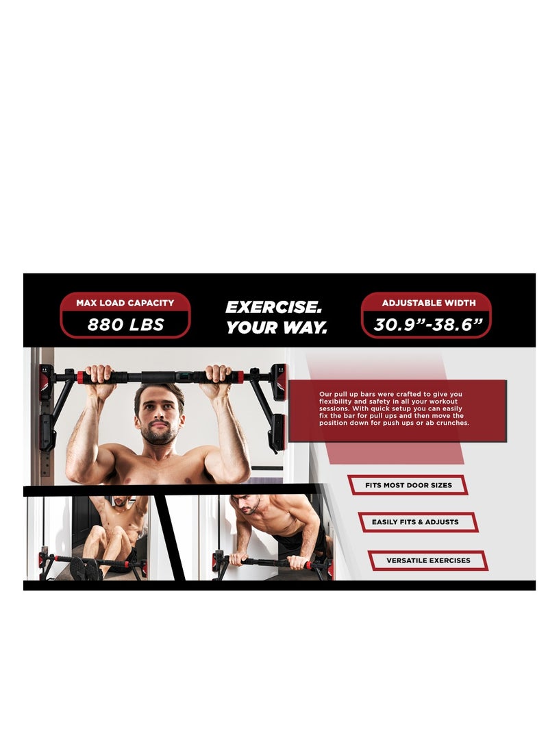 Mike Music - Doorframe 880LBS Max Capacity Pull Up Bar for Door  Multipurpose 30.9”-38.6’’ Width  Non-Slip Chin Up Bar Doorway No Screws - Image 1