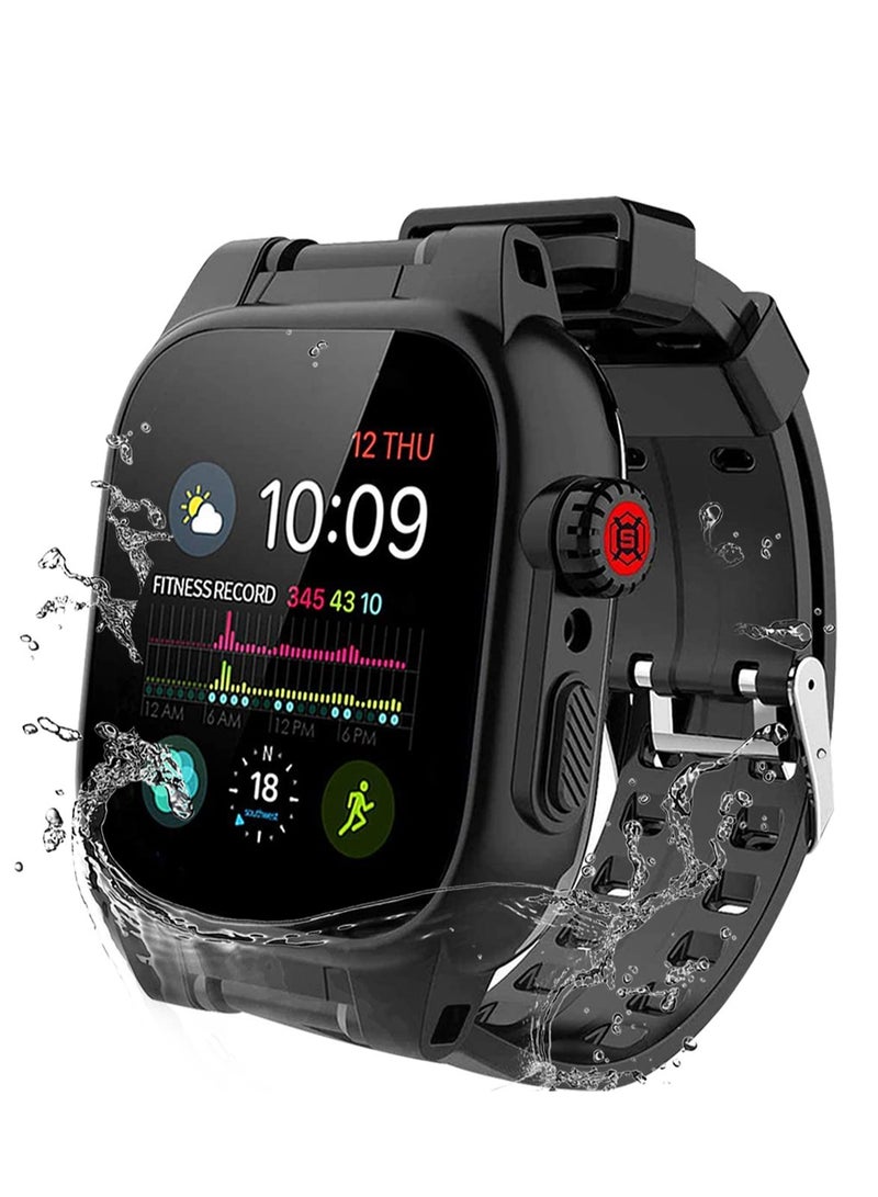 KASTWAVE Waterproof Case for Apple Watch Series 7 45mm, 360 Full-Body Protective Case with Screen Protector, Shockproof Dustproof Waterproof Case for Apple Watch 45mm Series 7, Black - Image 1