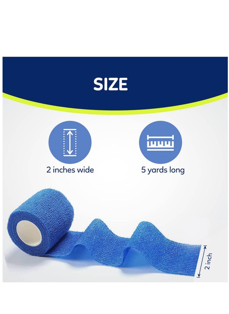 KASTWAVE - Self-Adherent Non Woven Bandage Wrap, Self Adhesive Pet Vet Wrap Bandage, Sports Cohesive Tape for Wrist, Ankle Sprains & Swelling, Wrist Ankle 2 Inch x 8 Rolls - Image 1