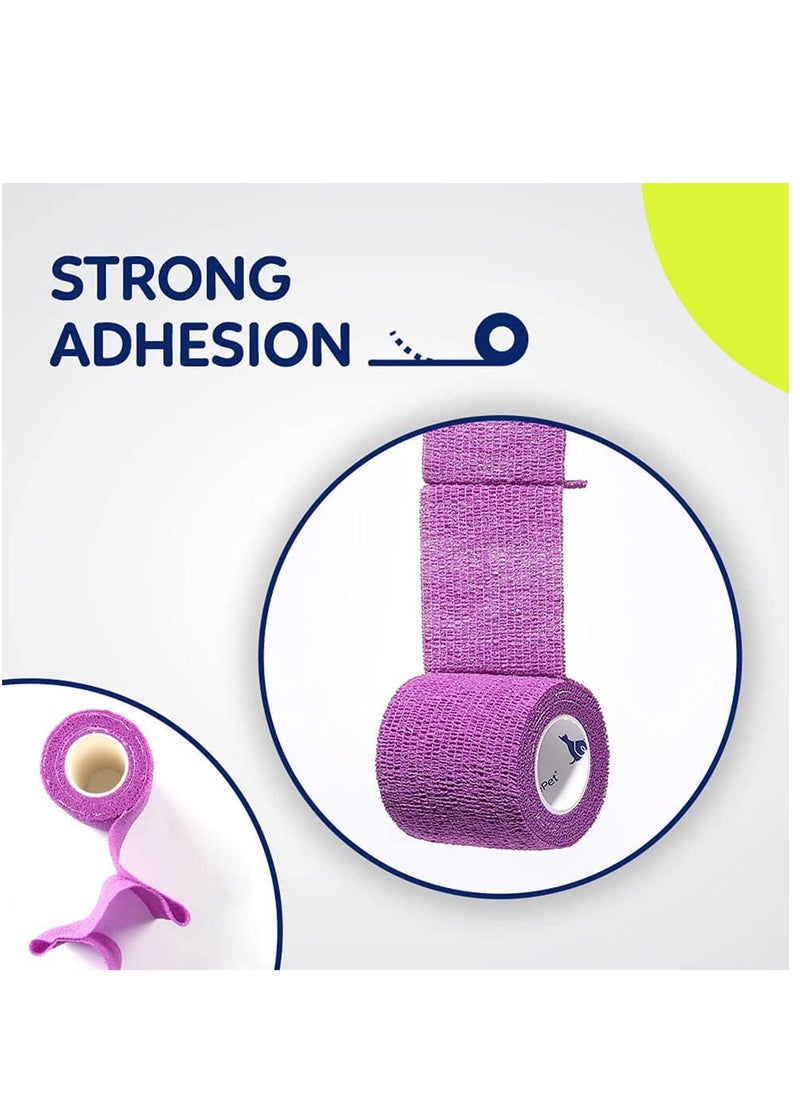 KASTWAVE - Self-Adherent Non Woven Bandage Wrap, Self Adhesive Pet Vet Wrap Bandage, Sports Cohesive Tape for Wrist, Ankle Sprains & Swelling, Wrist Ankle 2 Inch x 8 Rolls - Image 1