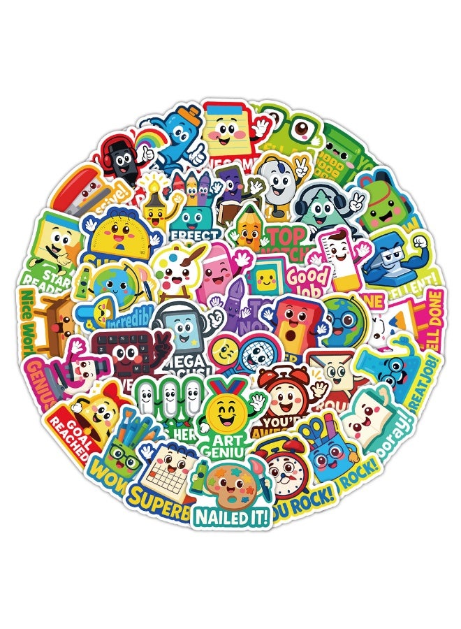 مستلزمات العودة إلى المدرسة - ٥٠ قطعة من ملصقات تحفيزية من الفينيل للمعلمين - مستلزمات أساسية - ألعاب - هدايا لطلاب الصف الدراسي في أول يوم دراسي - Image 1