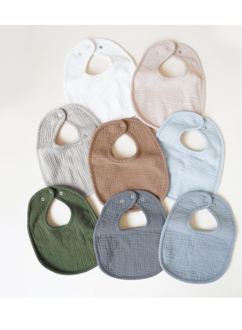 8 Pack Muslin Baby Bibs, Baby Bandana Drool Bibs Cotton for Unisex Boys Girls, 8 Solid Colors Set for Teething Drooling - Image 4