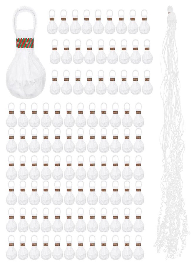 Ajcotahm 100 Pcs No Mess Streamers, White Romantic Hand Throw Confetti Streamers for Wedding Send Off Birthday Party Graduation Christmas New Year Celebrations - Image 1