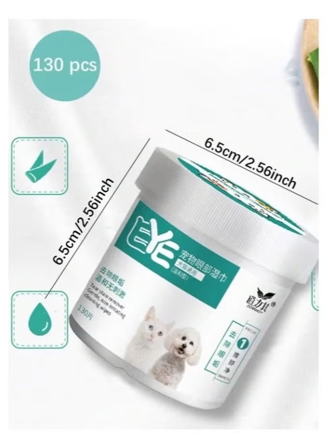 130 Pieces Pet wet wipes made of gentle cotton to clean eyes,ears and nose from tears,crusts and dirt on the eyes of cats and dogs,box containing - Image 4