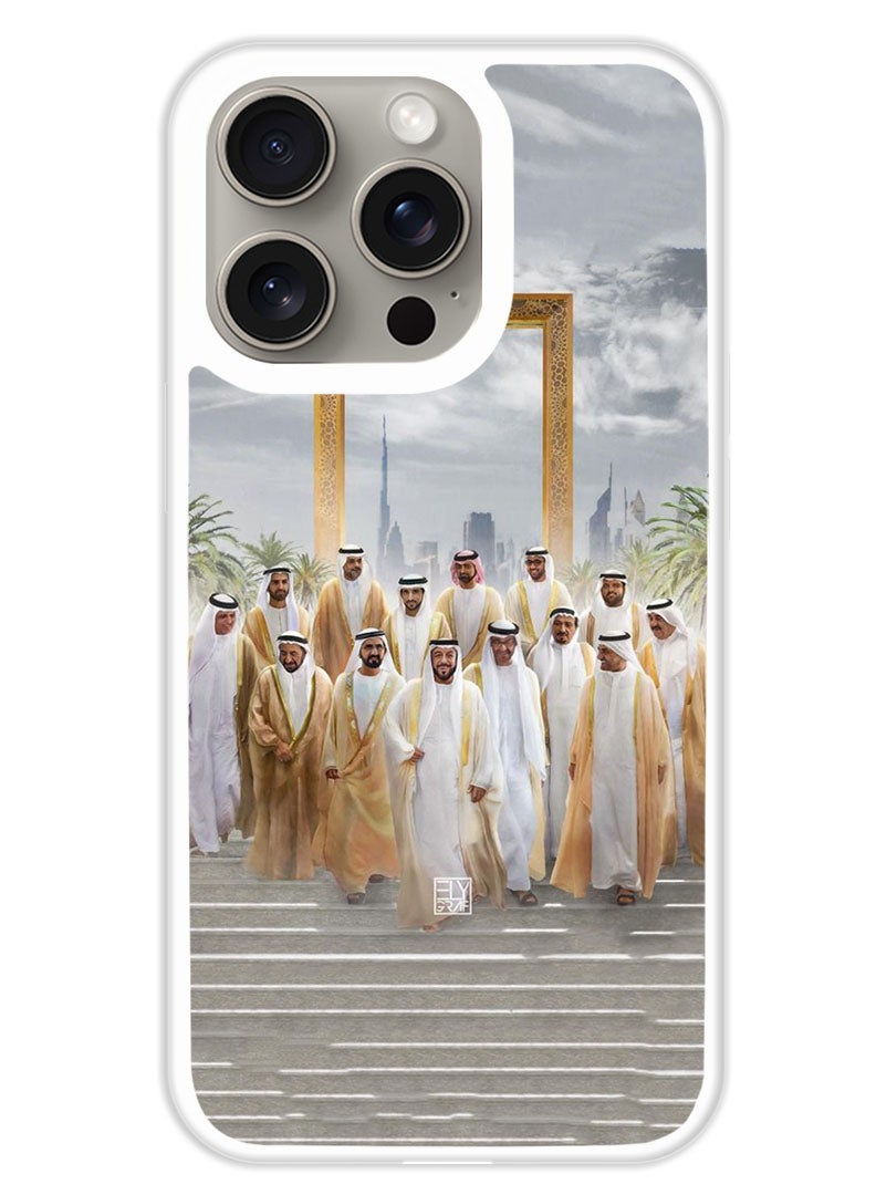 Theodor Protective Case Cover For APPLE IPHONE 15 Pro Max Dubai Rulers (White Bumper) - Image 1