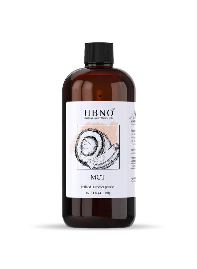 hbno HBNO California Bottled Coconut Mct Oil 16 fl oz (475ml) Value Size - Natural Mct Oil, Cold Pressed - Perfect Carrier for Massage, Aromatherapy - Ideal for Face, Body, Lips, & Hair - Image 1