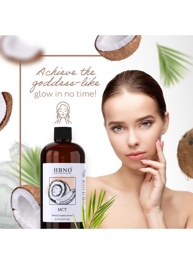 hbno HBNO California Bottled Coconut Mct Oil 16 fl oz (475ml) Value Size - Natural Mct Oil, Cold Pressed - Perfect Carrier for Massage, Aromatherapy - Ideal for Face, Body, Lips, & Hair - Image 5