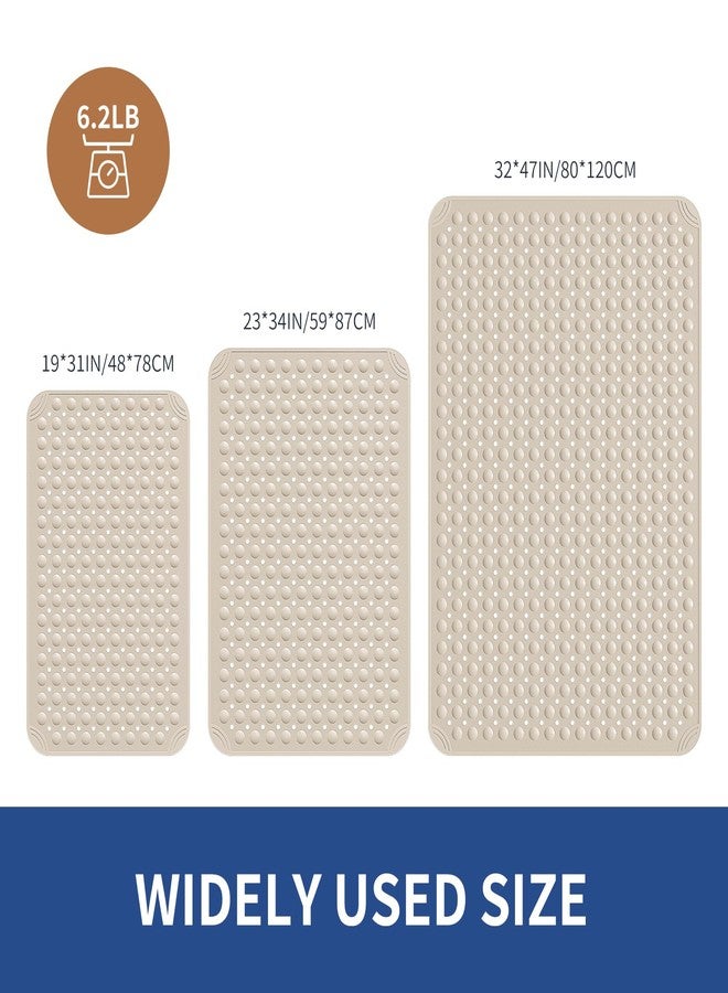 OTHWAY Extra Large Shower Mat 47"x 32", TPE Non Slip Shower Mat for Shower Stall, Inside Walk in Shower Mats with Drain Holes Suction Cups, Anti-Slip for Elderly Kids (Apricot) - Image 2