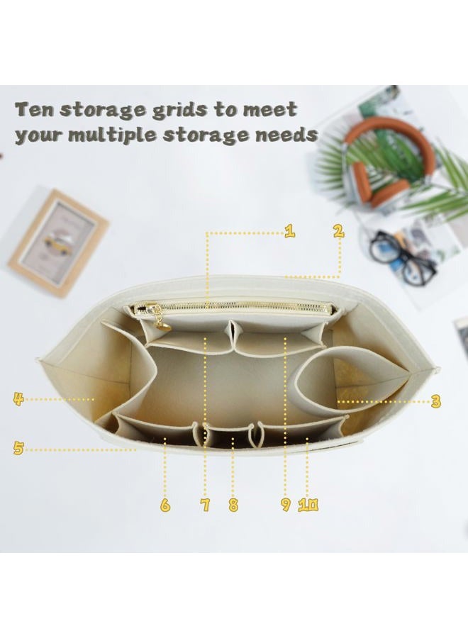 Lckaey Purse Organizer Insert For Le Pliage Women Purse Bag Large organizer 2025beige-L - Image 4