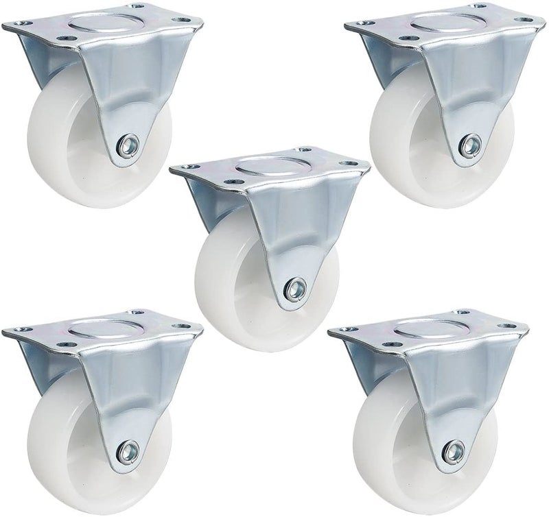 2 بوصة عجلات كاستر بولي بروبيلين بيضاء مع لوحة علوية سعة 66 رطلاً عبوة من 5 - Image 2