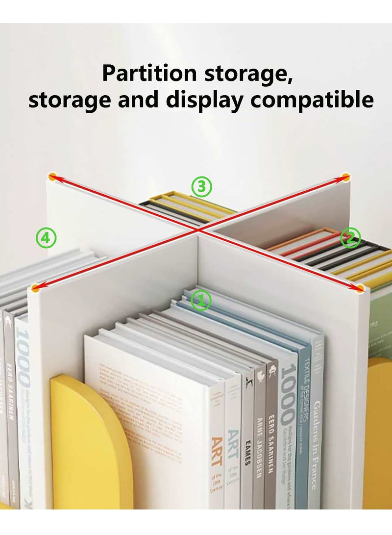 YY-Recheer 360° Rotating Bookshelf, 5-Tier Display Revolving Bookcase Storage Rack, Save Space Multilayer Floor Shelf for Office, Home Living Room and Bedroom - Image 3