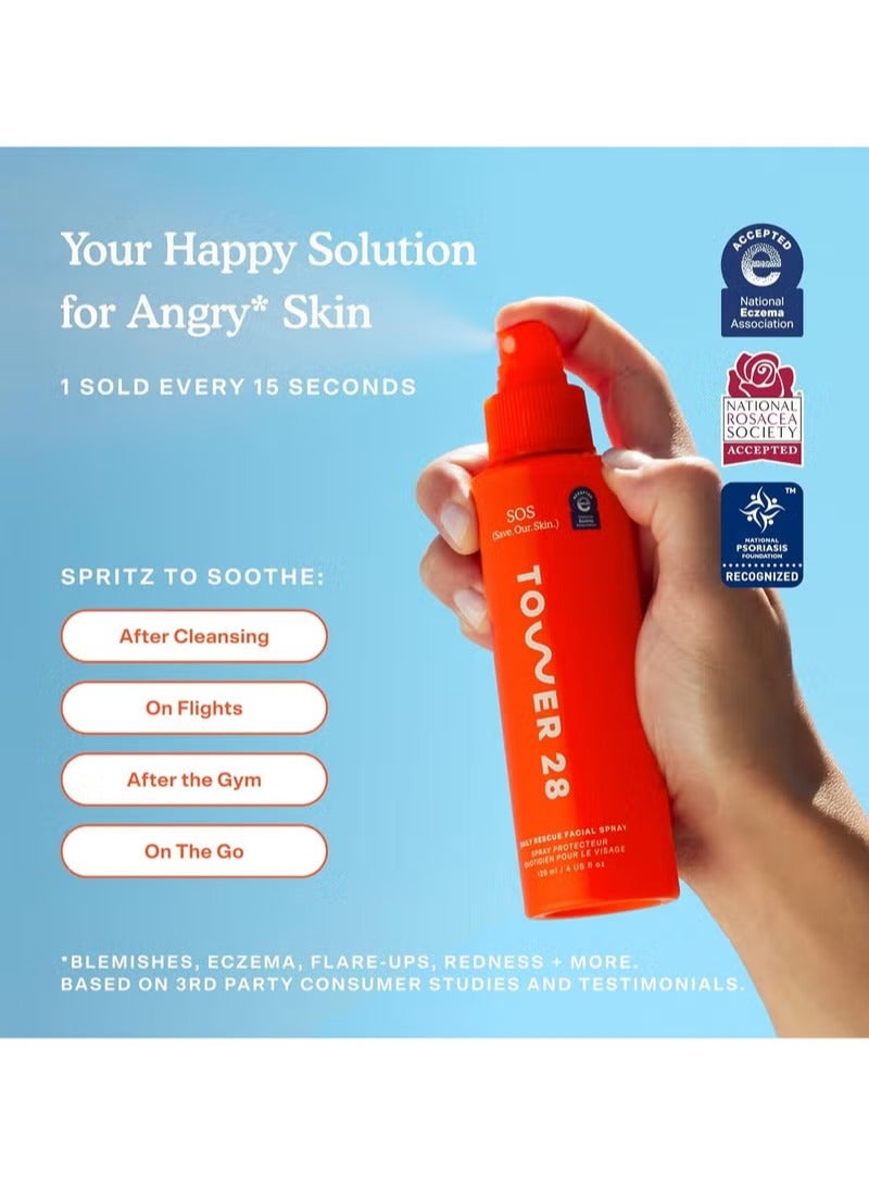 TOWER 28 SOS Daily Rescue Facial Spray for Sensitive Skin, Hypochlorous Acid Spray Helps Reduce Redness and Breakouts, Full Size Toner for Face, 4 FL Oz - Image 5