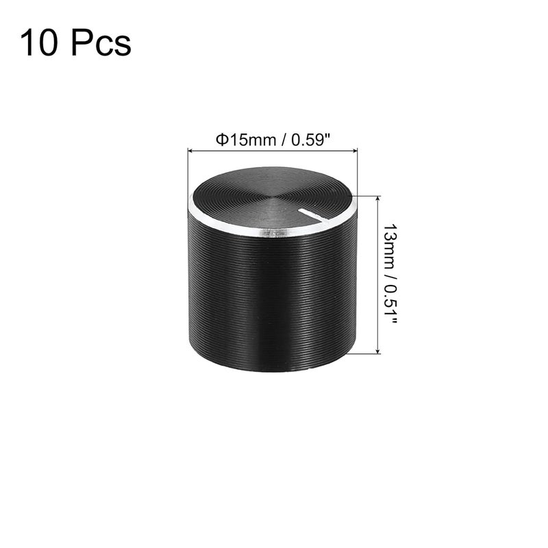uxcell 10pcs Potentiometer Knob Knurled Shaft Black Aluminum 6mm Shaft Dia. Rotary Knob 15mmx13mm Guitar Volume Control Knob - Image 2
