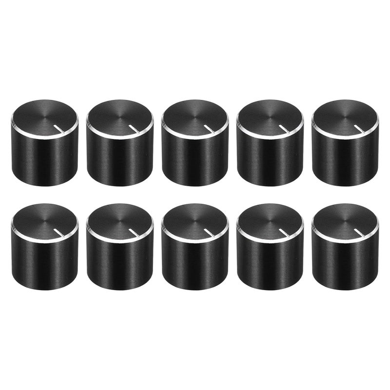 uxcell 10pcs Potentiometer Knob Knurled Shaft Black Aluminum 6mm Shaft Dia. Rotary Knob 15mmx13mm Guitar Volume Control Knob - Image 1