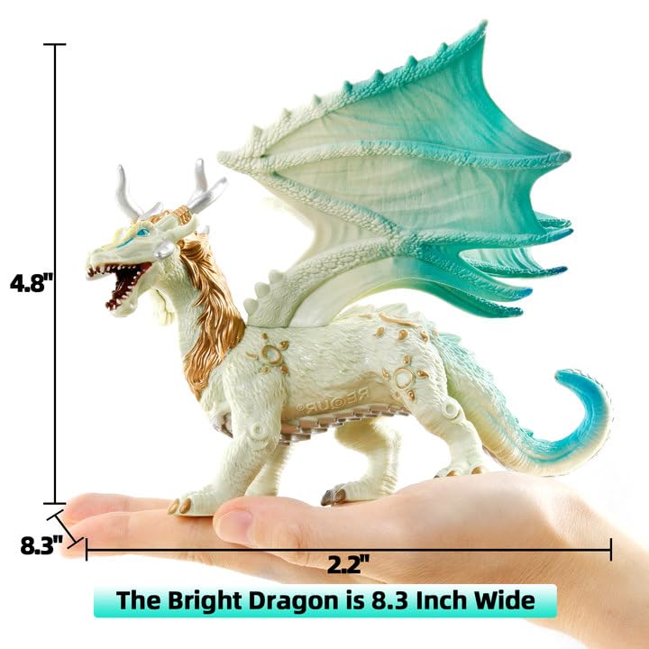 RECUR Bright Dragon Action Figurine, White Dragon Toys for Boys Girls Kids, RPG Figures Miniatures for Tabletop Display & Roleplaying, Collectors Toy Age 3 + - Image 2