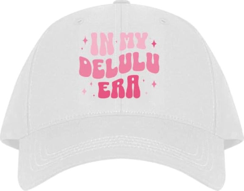 IN MY DELULU ERA Plain unisex baseball cap White