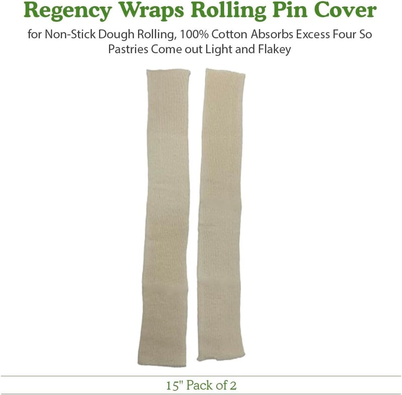 Regency Wraps Rolling Pin Cover for Non-Stick Dough Rolling, 100% Cotton Absorbs Excess Flour So Pastries Come out Light and Flakey, 15" Pack of 2 - Image 5