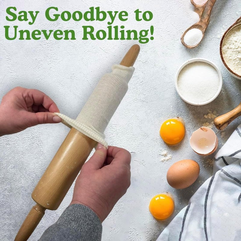 Regency Wraps Rolling Pin Cover for Non-Stick Dough Rolling, 100% Cotton Absorbs Excess Flour So Pastries Come out Light and Flakey, 15" Pack of 2 - Image 3