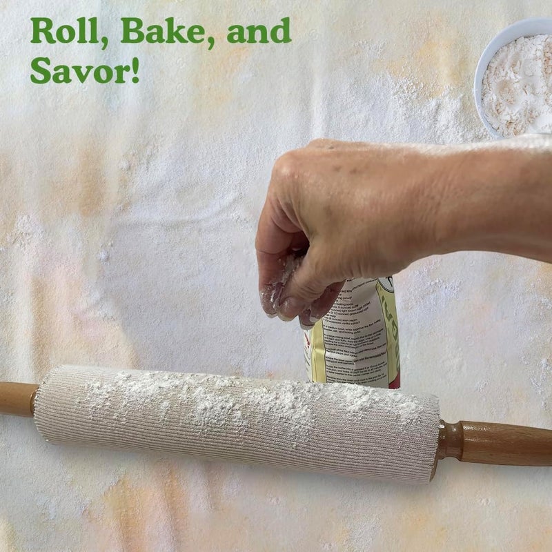 Regency Wraps Rolling Pin Cover for Non-Stick Dough Rolling, 100% Cotton Absorbs Excess Flour So Pastries Come out Light and Flakey, 15" Pack of 2 - Image 4