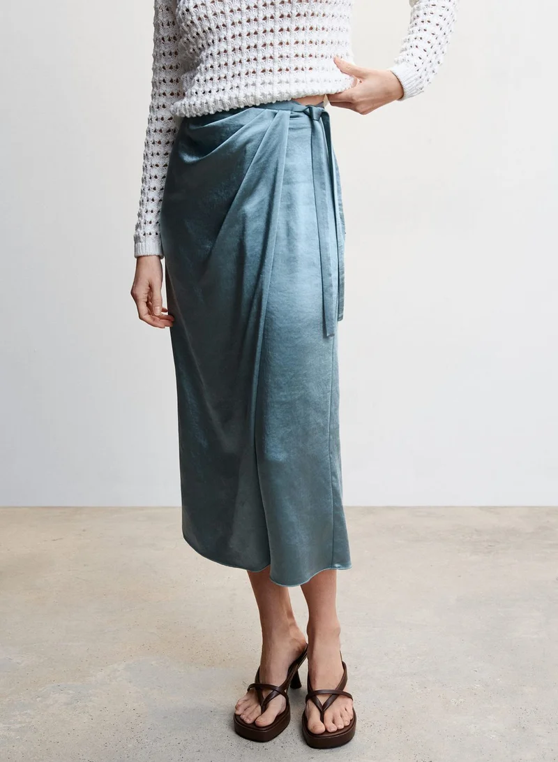 MANGO Wrap Midi Skirt