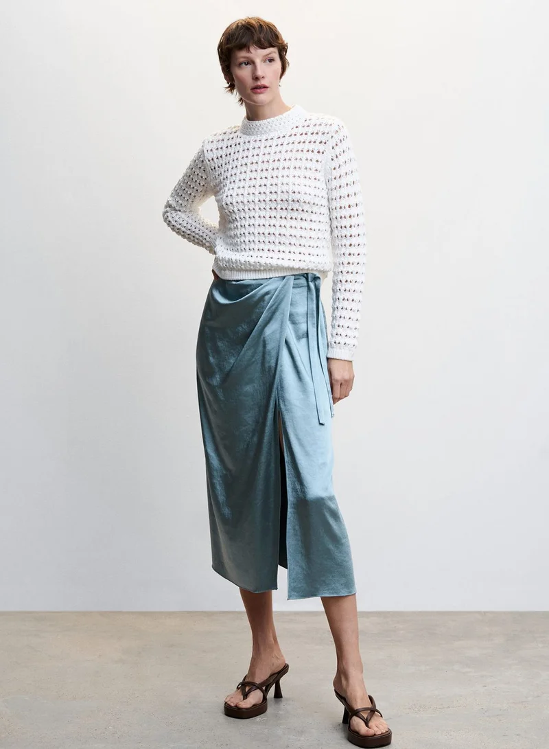 MANGO Wrap Midi Skirt