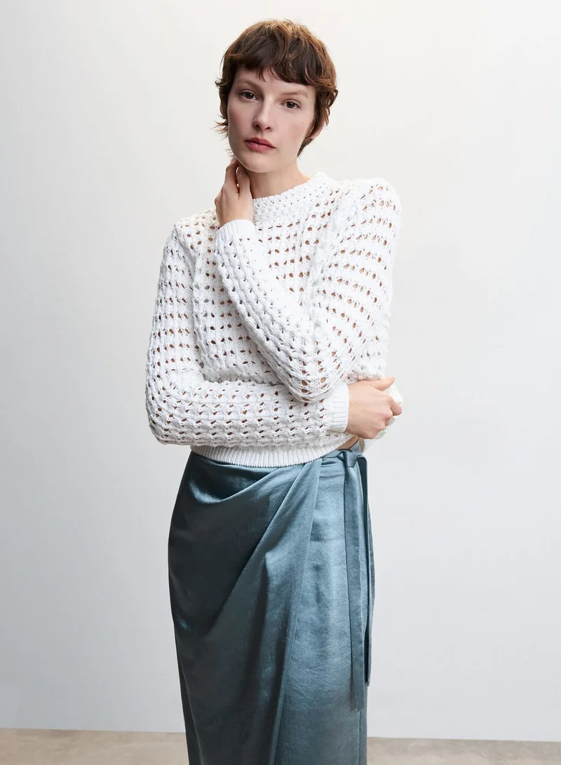 MANGO Wrap Midi Skirt