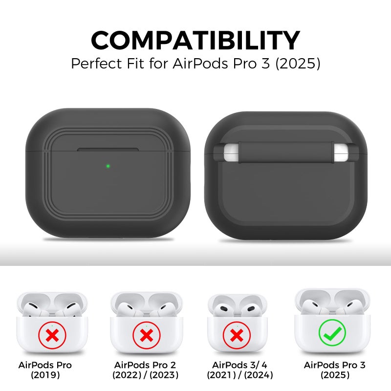 TRONWIN for AirPods Pro 3 Case - 2025 Simple Smart Design Case for Apple AirPods Pro 3rd Generation, Silicone Air pods pro 3 Case Cover for Men/Women (Black) - Image 2
