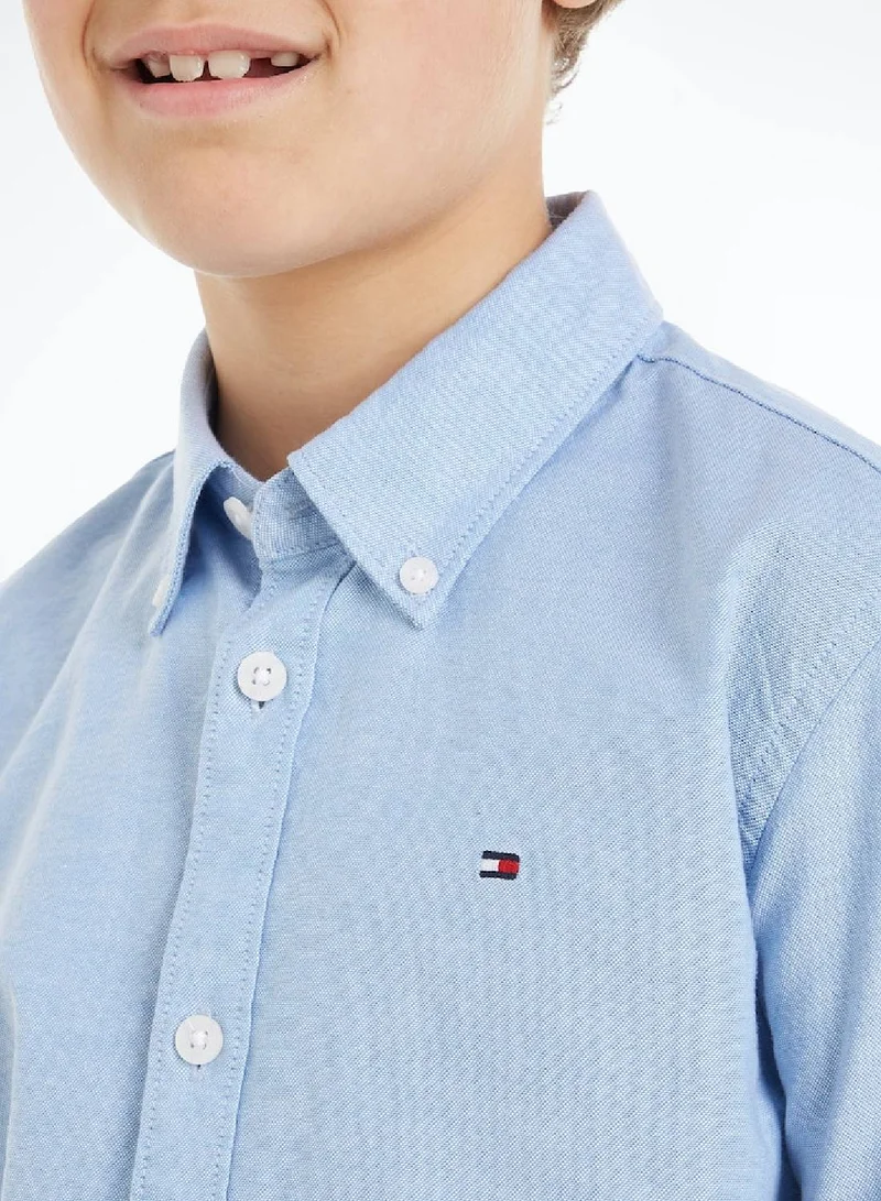 Tommy Hilfiger Calm Blue Stretch Oxford Shirt for Men | Best Price UAE