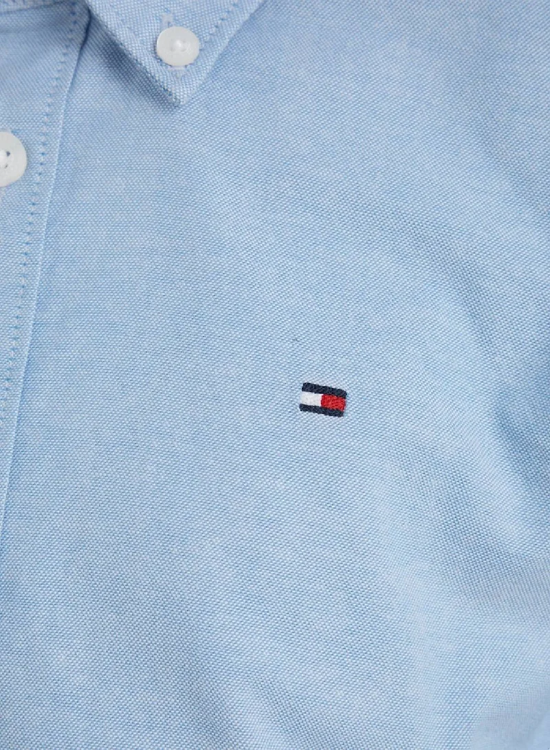Tommy Hilfiger Calm Blue Stretch Oxford Shirt for Men | Best Price UAE