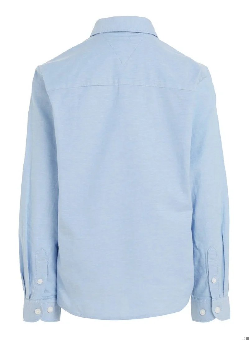 Tommy Hilfiger Calm Blue Stretch Oxford Shirt for Men | Best Price UAE