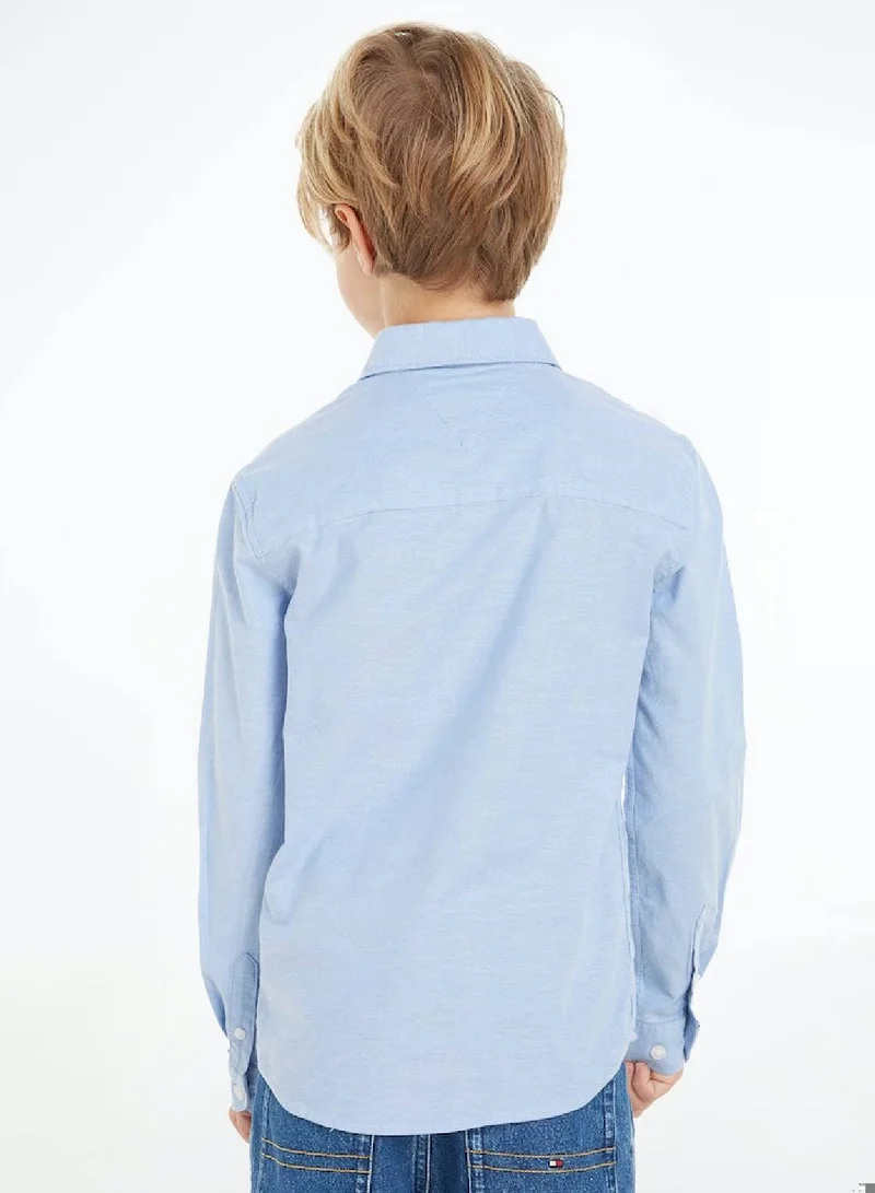 Tommy Hilfiger Calm Blue Stretch Oxford Shirt for Men | Best Price UAE