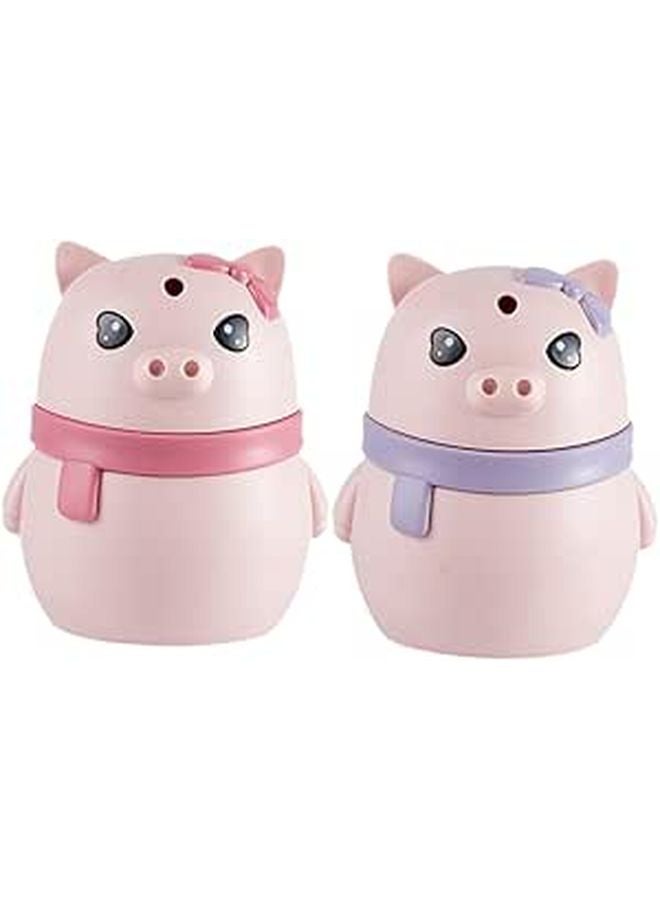 Automatic Toothpick Dispenser Holder Set 2Pcs Plastic Cartoon Container Pink Purple - Image 1