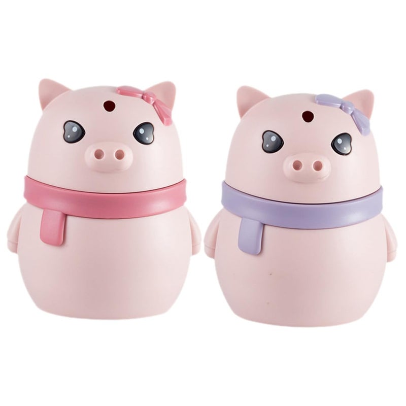 Automatic Toothpick Dispenser Holder Set 2Pcs Plastic Cartoon Container Pink Purple - Image 2