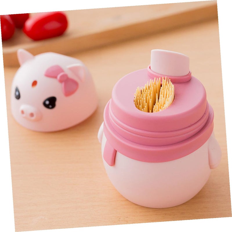 Automatic Toothpick Dispenser Holder Set 2Pcs Plastic Cartoon Container Pink Purple - Image 4
