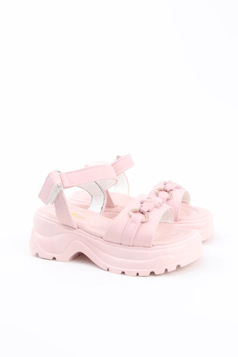 Viny VINY Girls Wedge Heel Sandals – Elegant Rhinestone Buckle Sandals for Girls, Comfortable Platform Sandals, Princess Party & Wedding Footwear for Kids (Black, Pink, White, Beige)